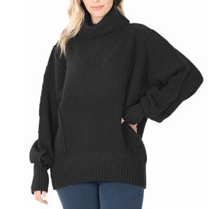 Black Over Sized Turtleneck Sweater